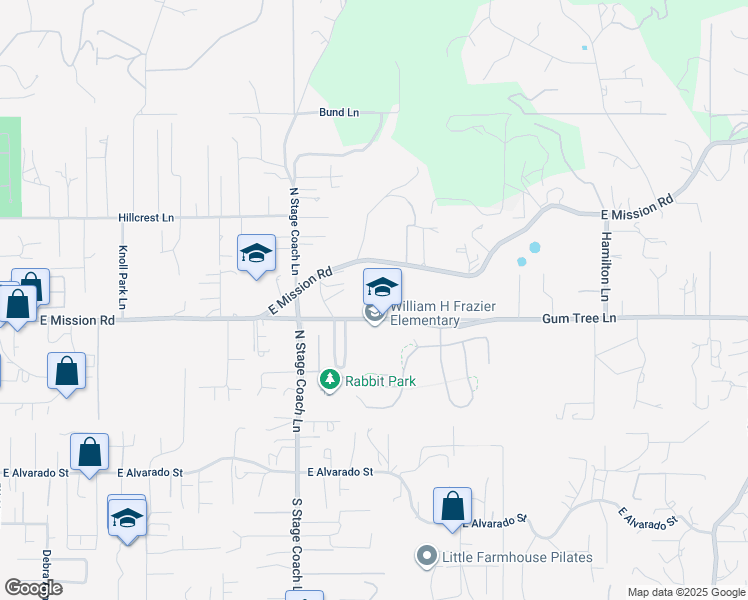 map of restaurants, bars, coffee shops, grocery stores, and more near 1807 East Mission Road in Fallbrook