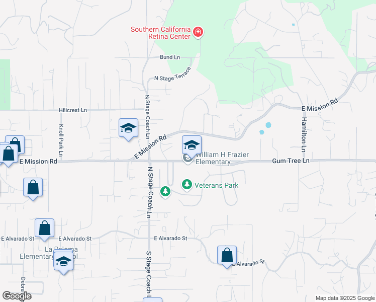 map of restaurants, bars, coffee shops, grocery stores, and more near 1840 Gum Tree Lane in Fallbrook