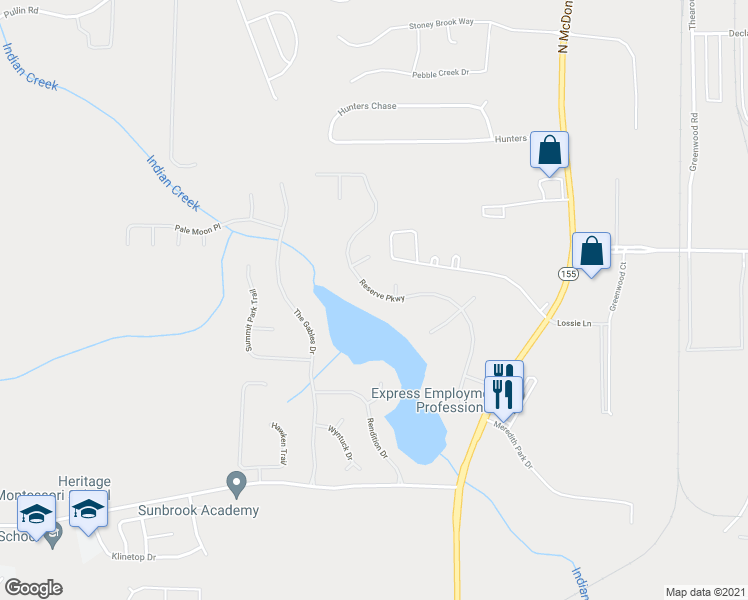 map of restaurants, bars, coffee shops, grocery stores, and more near 2040 Reserve Parkway in McDonough