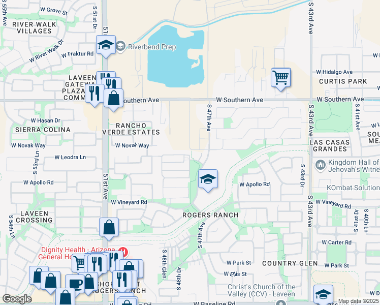 map of restaurants, bars, coffee shops, grocery stores, and more near 4714 West Leodra Lane in Phoenix