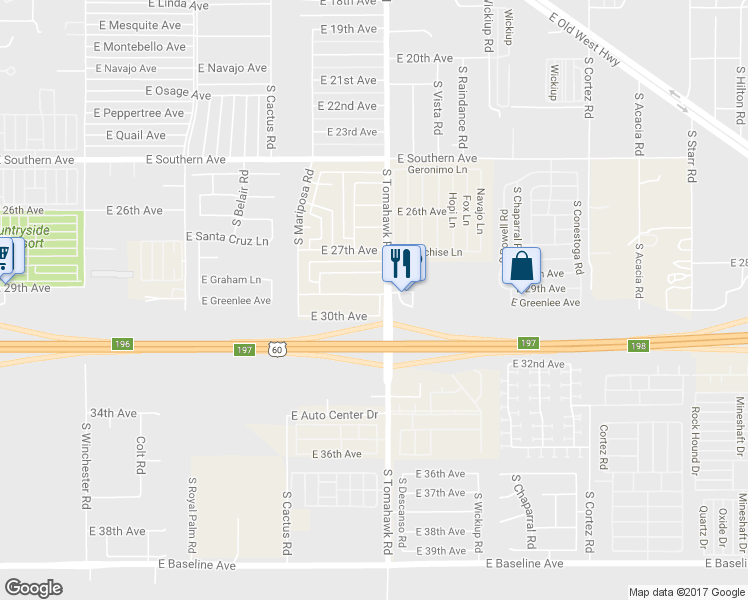 map of restaurants, bars, coffee shops, grocery stores, and more near 1535 East 29th Avenue in Apache Junction