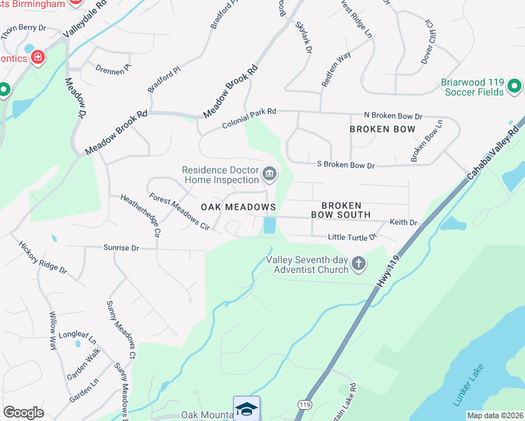 map of restaurants, bars, coffee shops, grocery stores, and more near 4941 Keith Drive in Birmingham
