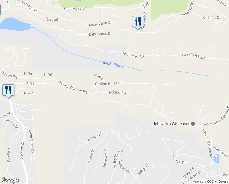 map of restaurants, bars, coffee shops, grocery stores, and more near Roblito Road in Ruidoso