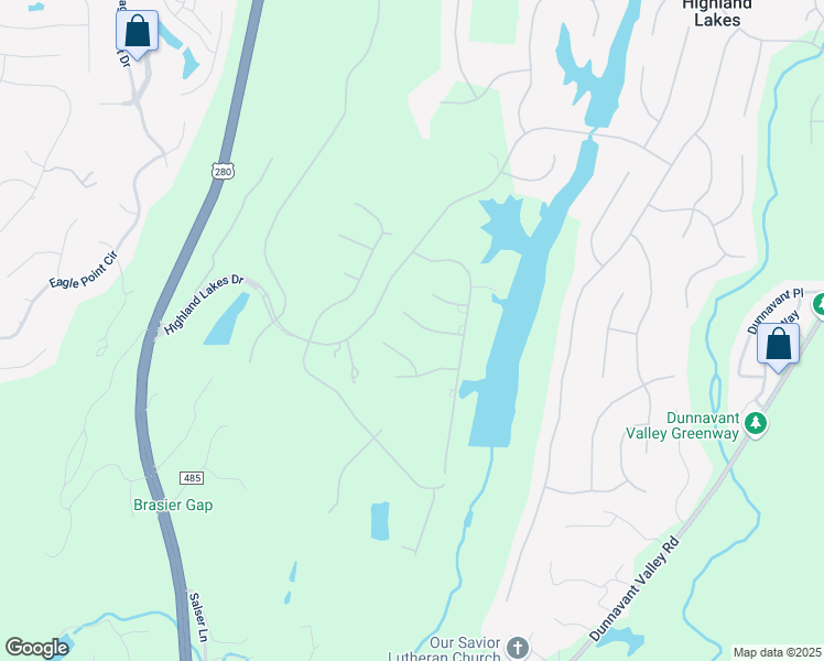 map of restaurants, bars, coffee shops, grocery stores, and more near 919 Highland Lakes Lane in Birmingham