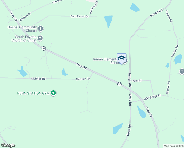 map of restaurants, bars, coffee shops, grocery stores, and more near 105 McBride Road in Fayetteville