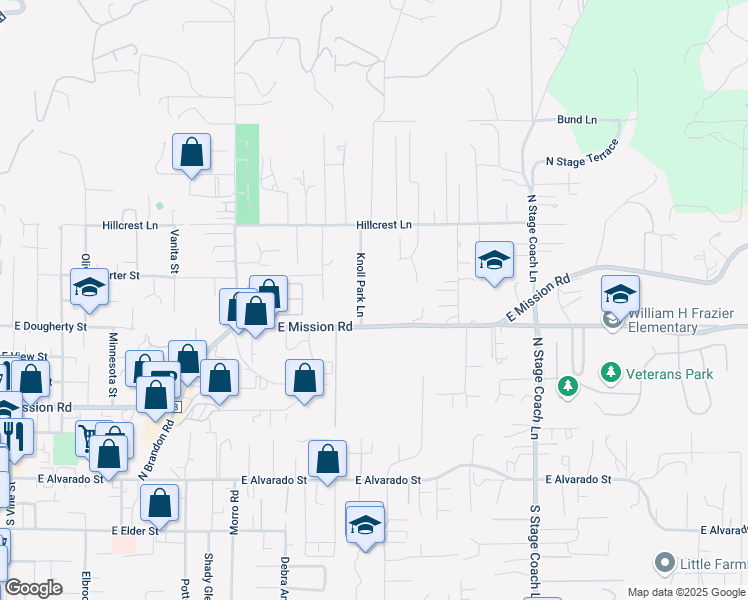 map of restaurants, bars, coffee shops, grocery stores, and more near 1402 East Mission Road in Fallbrook