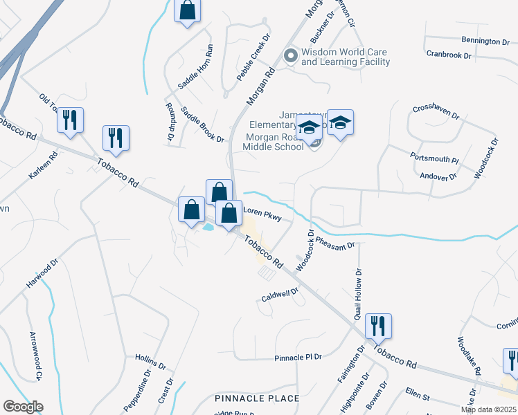 map of restaurants, bars, coffee shops, grocery stores, and more near 2713 Loren Parkway in Hephzibah