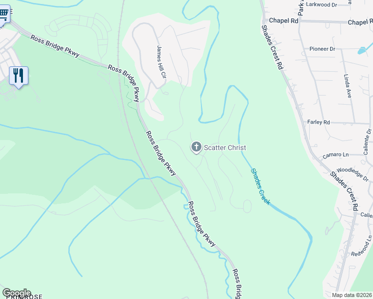 map of restaurants, bars, coffee shops, grocery stores, and more near 1573 Haddon Dr in Hoover