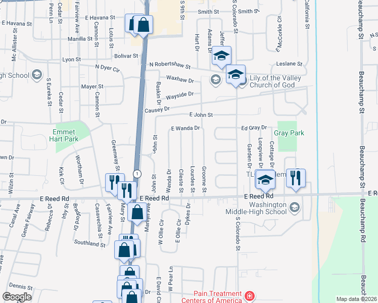 map of restaurants, bars, coffee shops, grocery stores, and more near 1156 Lourdes Street in Greenville