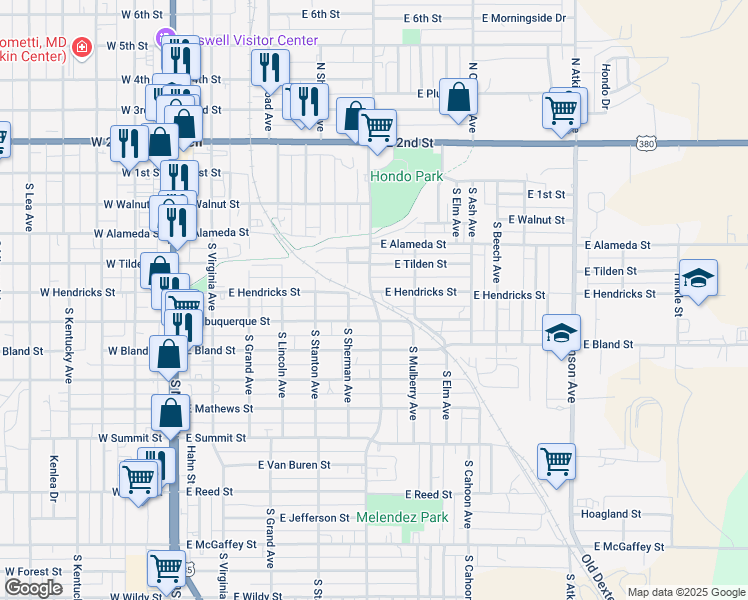 map of restaurants, bars, coffee shops, grocery stores, and more near 535 South Garden Avenue in Roswell