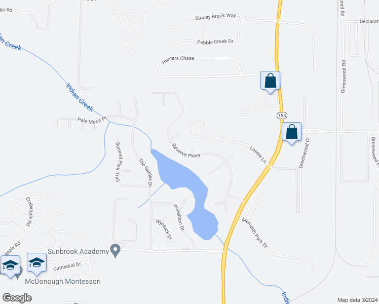 map of restaurants, bars, coffee shops, grocery stores, and more near 2043 Reserve Parkway in McDonough