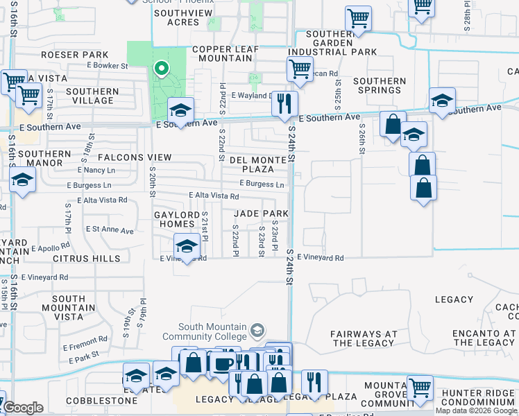 map of restaurants, bars, coffee shops, grocery stores, and more near 2254 East Saint Catherine Avenue in Phoenix