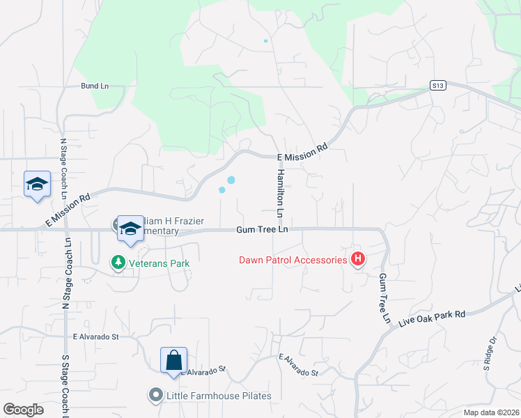 map of restaurants, bars, coffee shops, grocery stores, and more near 732 Hamilton Lane in Fallbrook