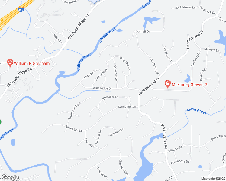 map of restaurants, bars, coffee shops, grocery stores, and more near 2417 Wine Ridge Drive in Birmingham