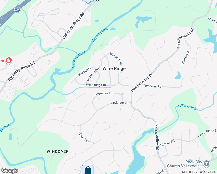 map of restaurants, bars, coffee shops, grocery stores, and more near 2423 Wine Ridge Drive in Birmingham