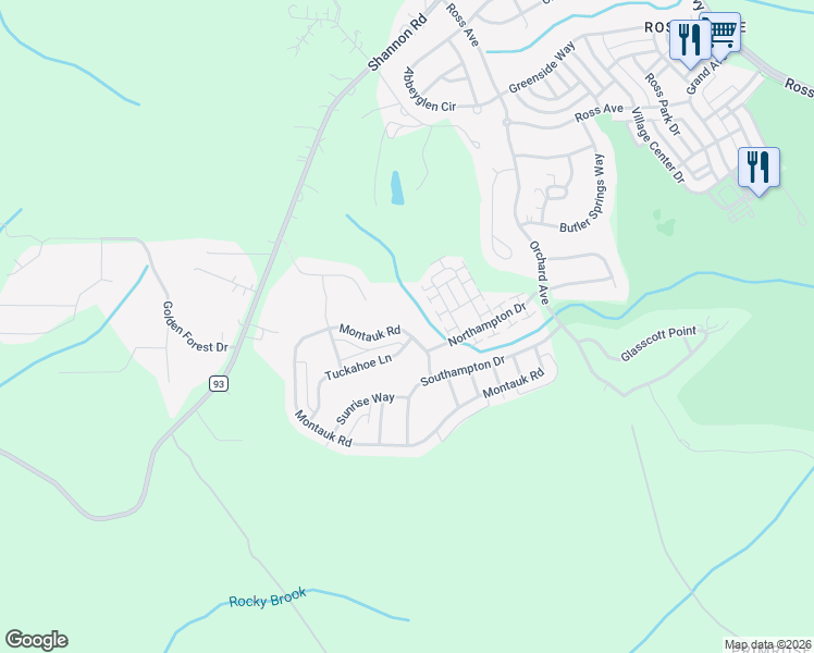 map of restaurants, bars, coffee shops, grocery stores, and more near 2768 Montauk Road in Hoover