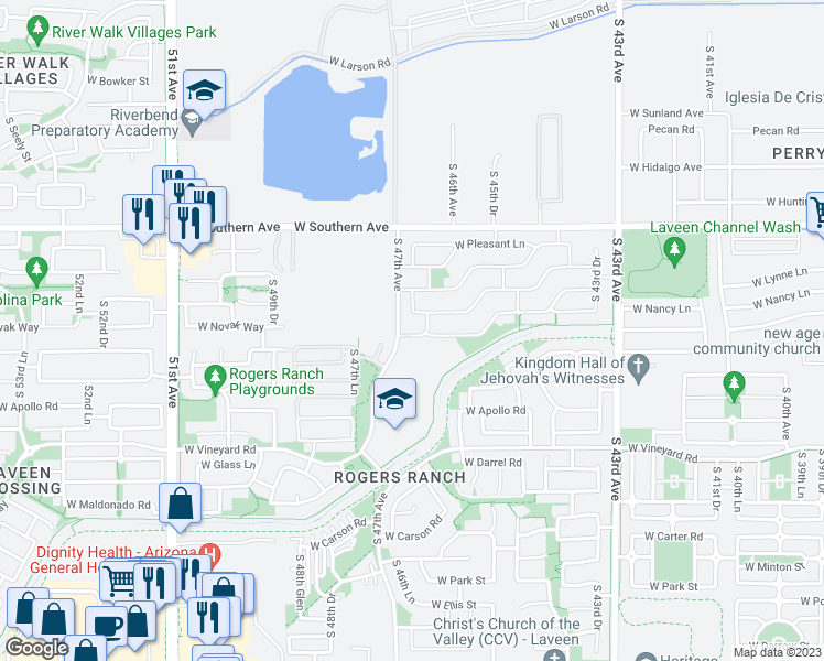 map of restaurants, bars, coffee shops, grocery stores, and more near 4638 West Alta Vista Road in Phoenix