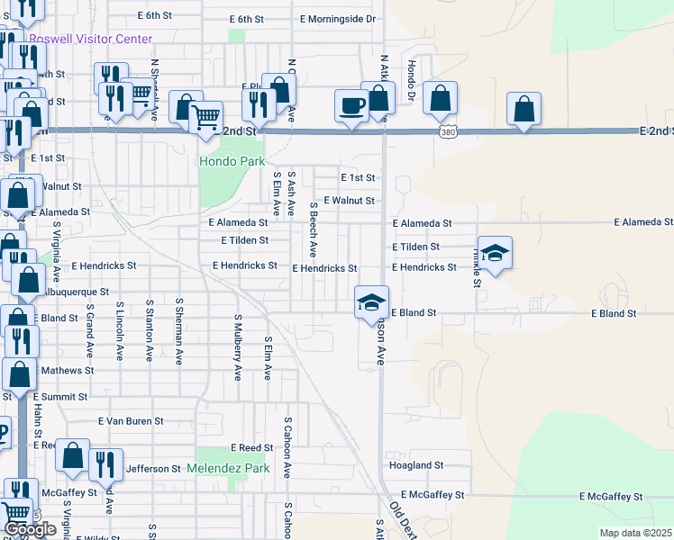 map of restaurants, bars, coffee shops, grocery stores, and more near 500-598 South Holland Drive in Roswell