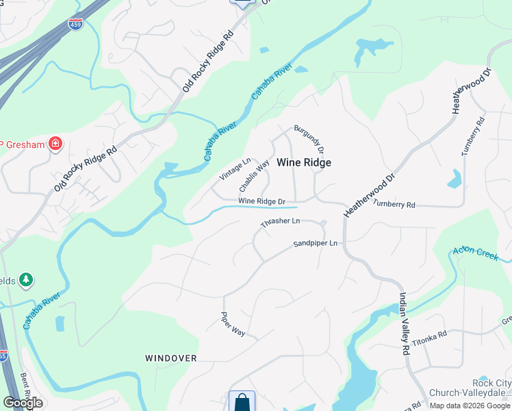 map of restaurants, bars, coffee shops, grocery stores, and more near 2399 Wine Ridge Drive in Birmingham