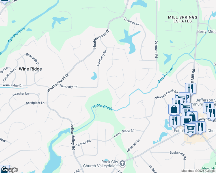 map of restaurants, bars, coffee shops, grocery stores, and more near 635 Bayhill Road in Birmingham