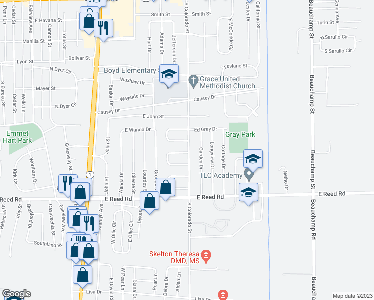 map of restaurants, bars, coffee shops, grocery stores, and more near 1302 Saint Mary Circle in Greenville