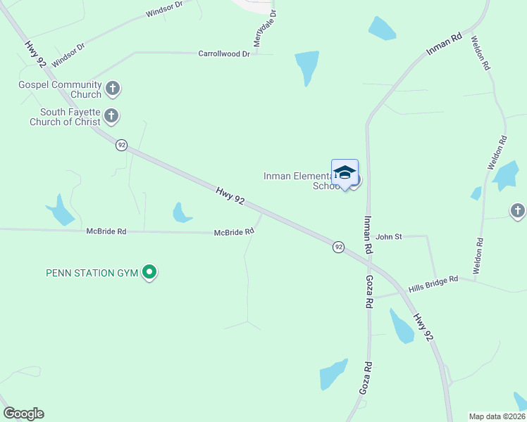 map of restaurants, bars, coffee shops, grocery stores, and more near 1475 Highway 92 in Fayetteville