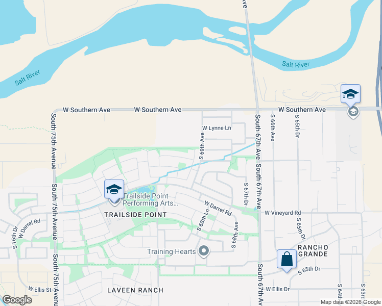 map of restaurants, bars, coffee shops, grocery stores, and more near 6924 West Alta Vista Road in Phoenix