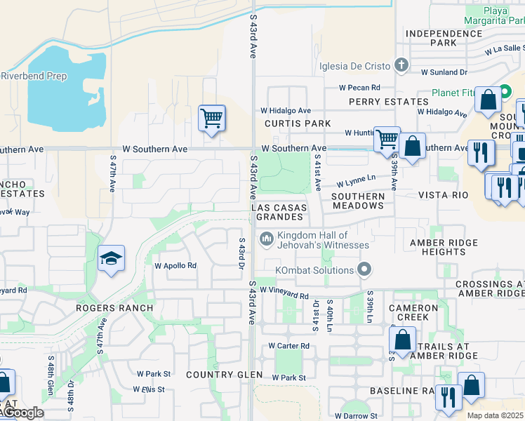 map of restaurants, bars, coffee shops, grocery stores, and more near 4241 West Burgess Lane in Phoenix