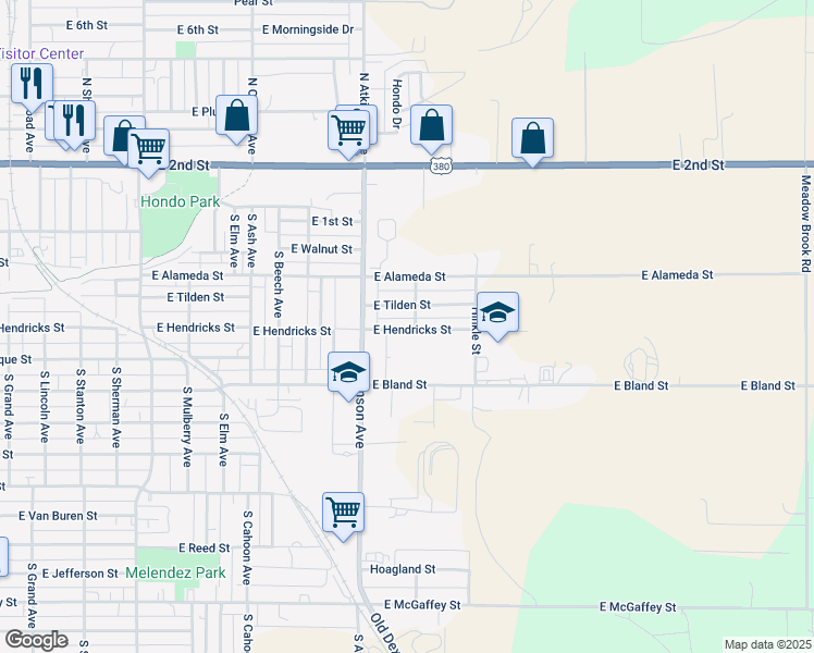 map of restaurants, bars, coffee shops, grocery stores, and more near 1344 E Hendricks St in Roswell