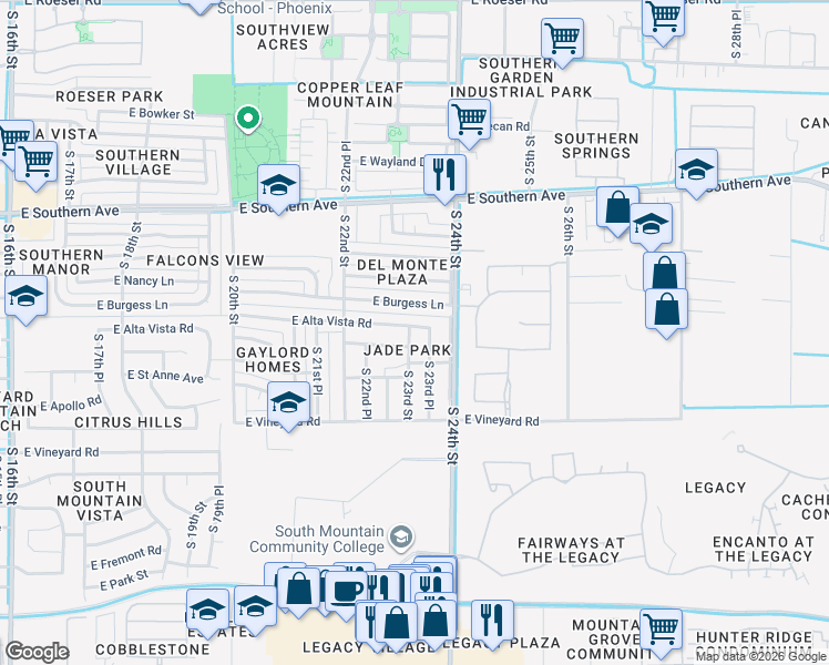 map of restaurants, bars, coffee shops, grocery stores, and more near 2254 East Saint Catherine Avenue in Phoenix