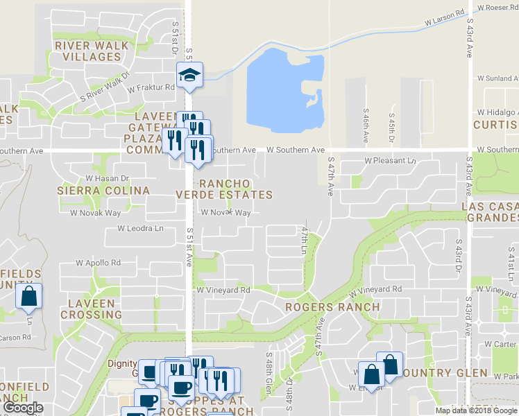 map of restaurants, bars, coffee shops, grocery stores, and more near 4906 West Novak Way in Laveen