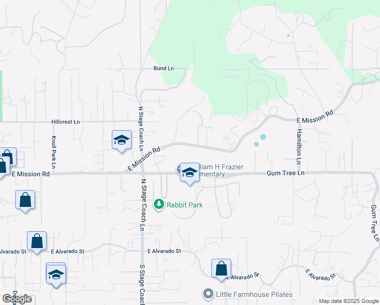 map of restaurants, bars, coffee shops, grocery stores, and more near 1851 East Mission Road in Fallbrook