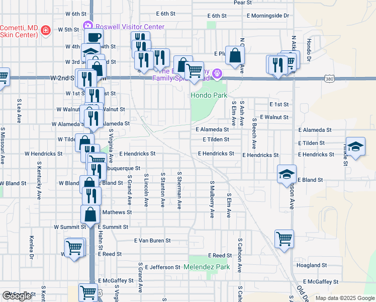 map of restaurants, bars, coffee shops, grocery stores, and more near 535-599 South Garden Avenue in Roswell