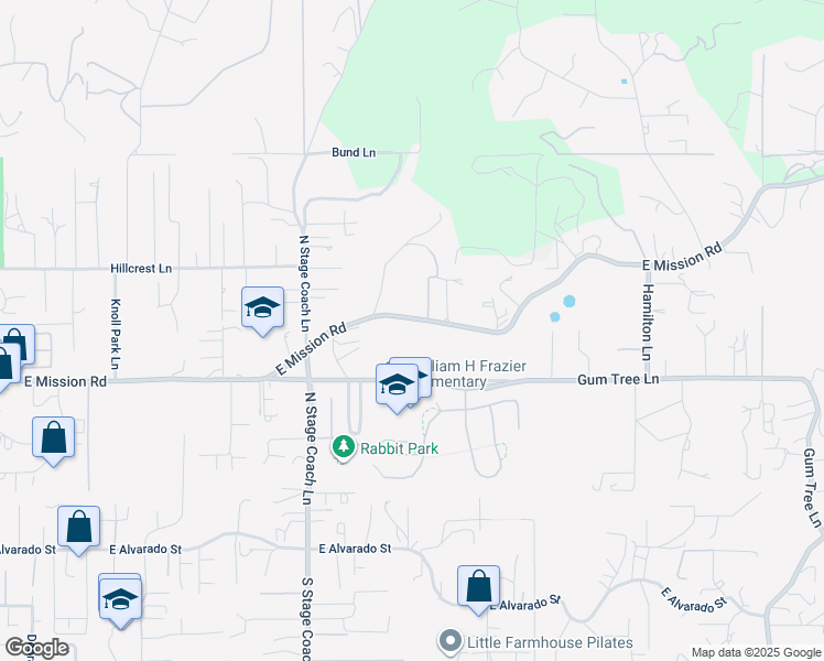 map of restaurants, bars, coffee shops, grocery stores, and more near 1851 East Mission Road in Fallbrook