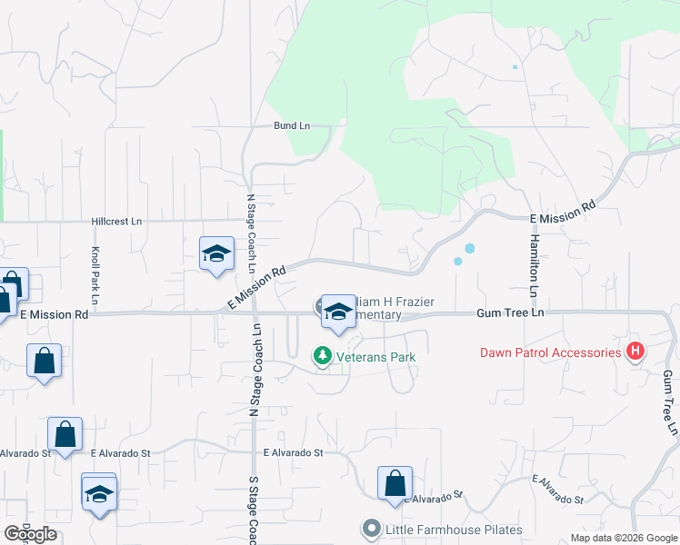 map of restaurants, bars, coffee shops, grocery stores, and more near 1862 Gum Tree Lane in Fallbrook