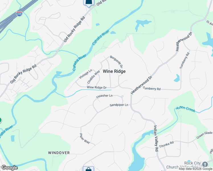 map of restaurants, bars, coffee shops, grocery stores, and more near 2417 Wine Ridge Drive in Birmingham