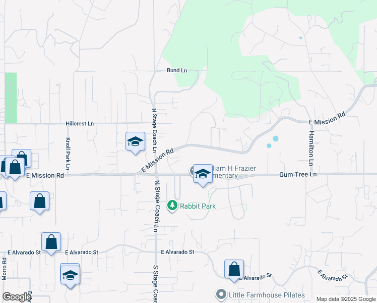 map of restaurants, bars, coffee shops, grocery stores, and more near 1807 East Mission Road in Fallbrook