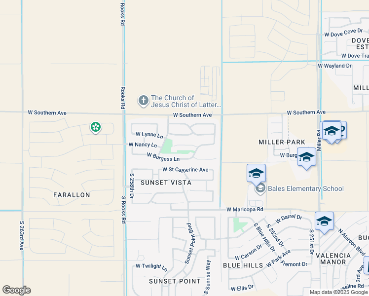 map of restaurants, bars, coffee shops, grocery stores, and more near 25632 West Nancy Lane in Buckeye