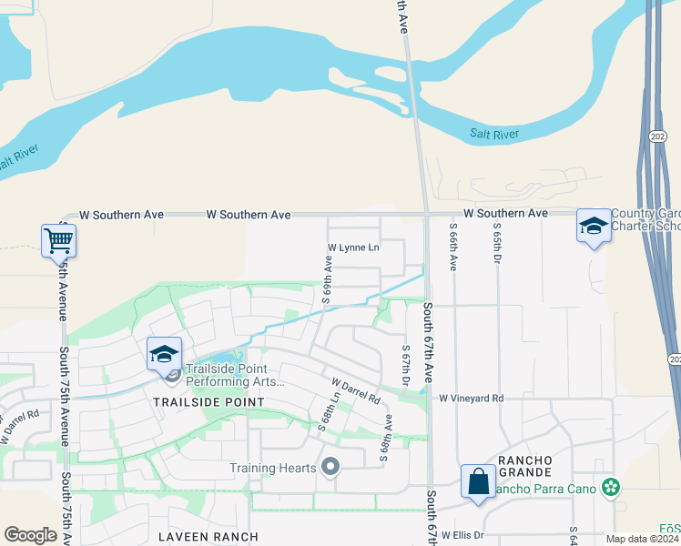 map of restaurants, bars, coffee shops, grocery stores, and more near 6839 West Nancy Lane in Phoenix