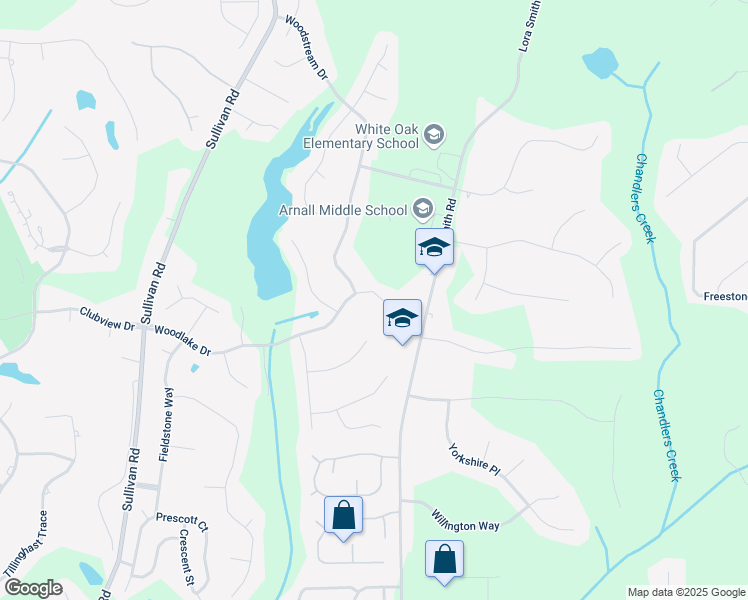 map of restaurants, bars, coffee shops, grocery stores, and more near 69 Woodlake Drive in Newnan