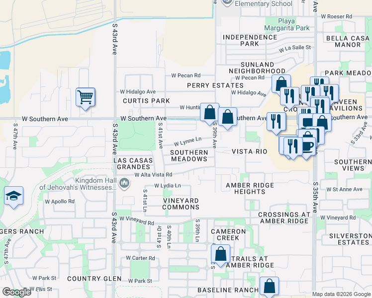 map of restaurants, bars, coffee shops, grocery stores, and more near 3948 West Nancy Lane in Phoenix