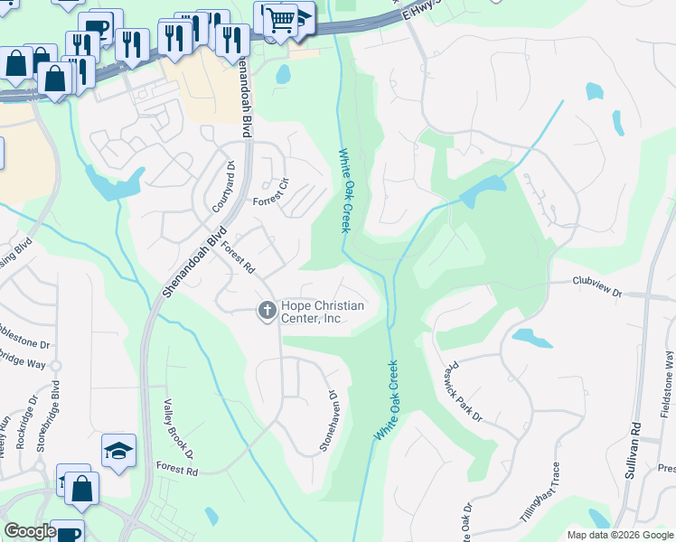 map of restaurants, bars, coffee shops, grocery stores, and more near 9 Log Court in Newnan
