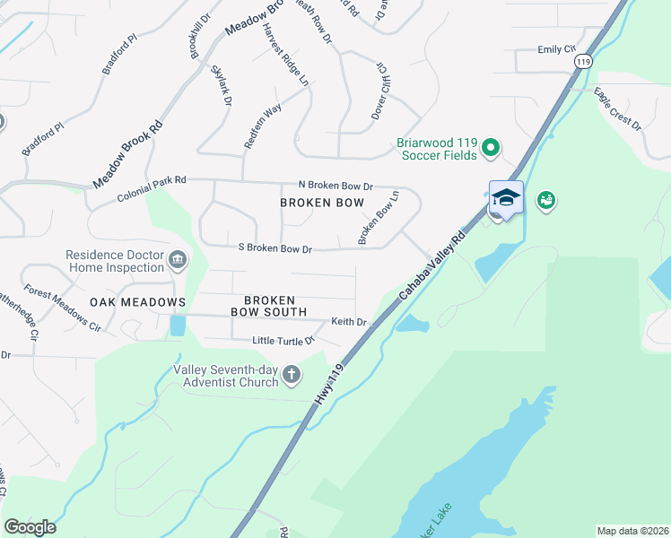 map of restaurants, bars, coffee shops, grocery stores, and more near 5213 Logan Drive in Birmingham