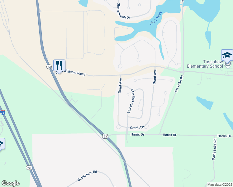 map of restaurants, bars, coffee shops, grocery stores, and more near 2084 Grant Avenue in McDonough