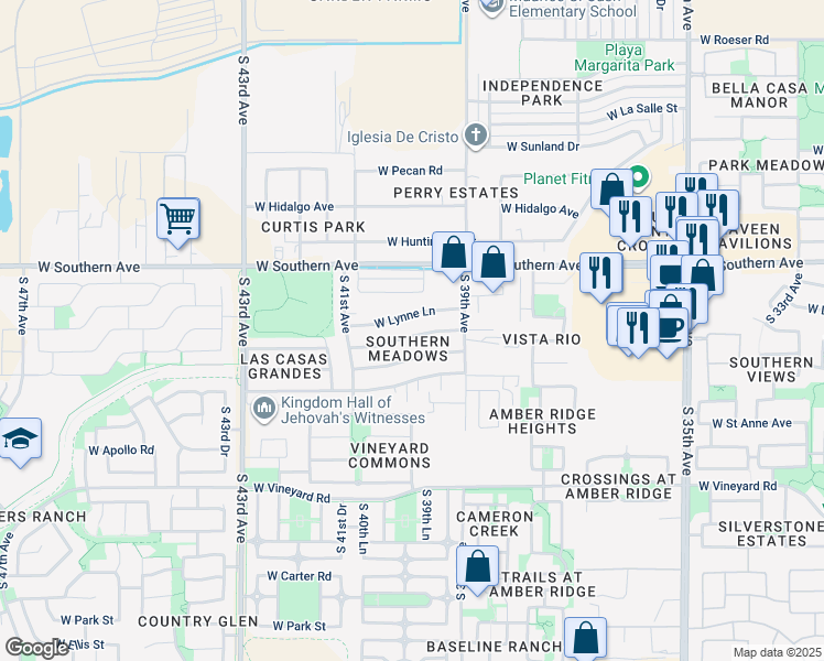 map of restaurants, bars, coffee shops, grocery stores, and more near 3948 West Nancy Lane in Phoenix
