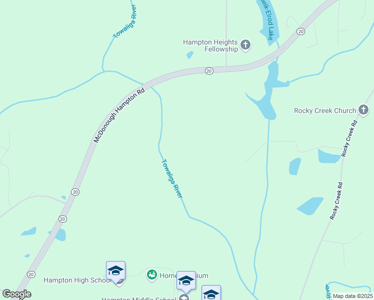 map of restaurants, bars, coffee shops, grocery stores, and more near 3665 Georgia 20 in Hampton
