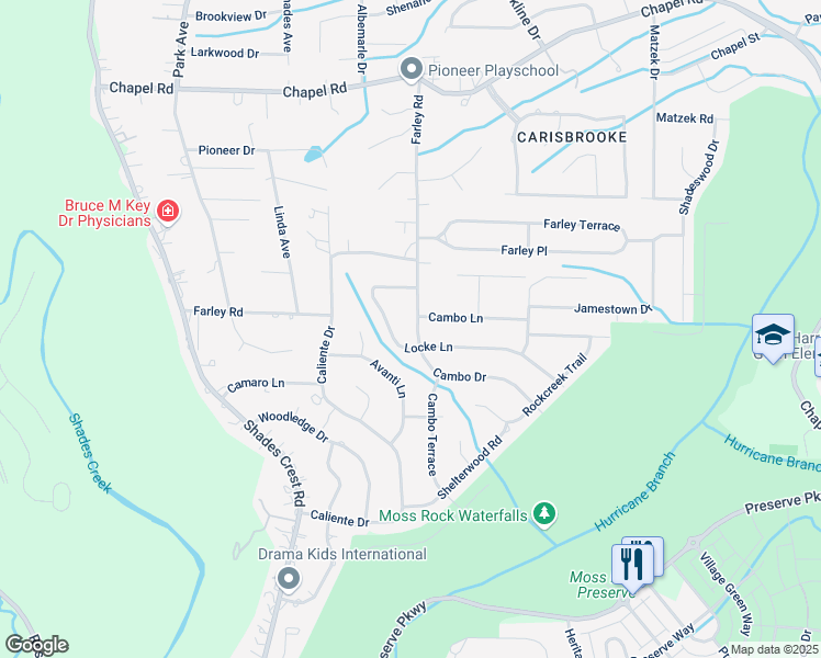 map of restaurants, bars, coffee shops, grocery stores, and more near 294 Cambo Drive in Birmingham