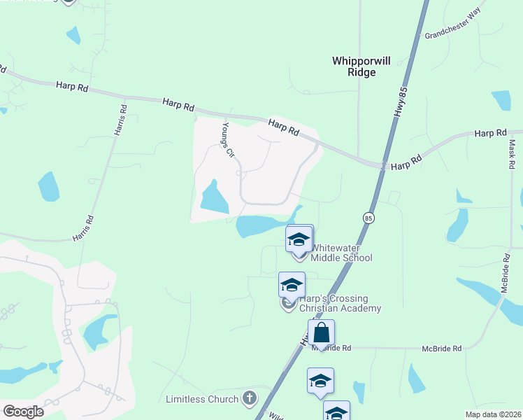 map of restaurants, bars, coffee shops, grocery stores, and more near 220 Youngs Circle in Fayetteville