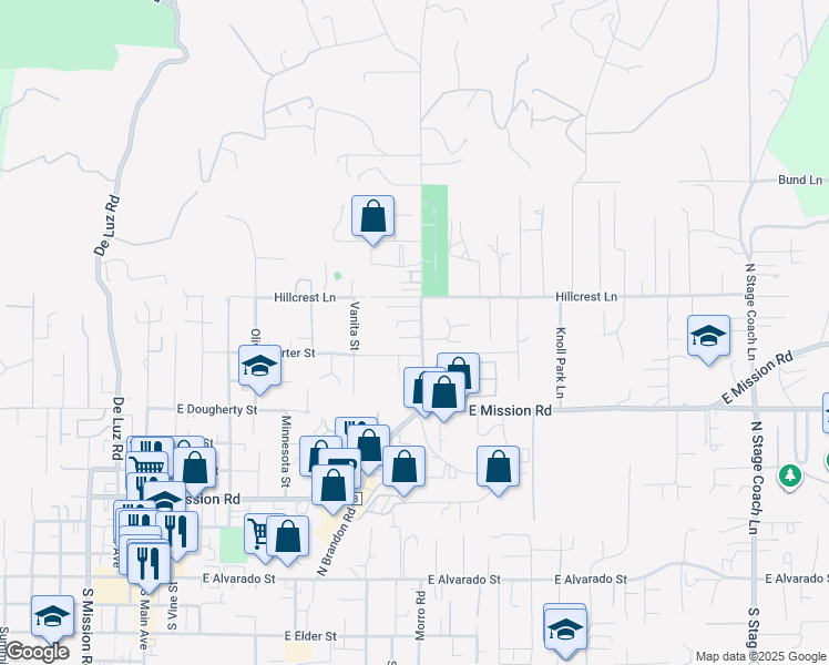 map of restaurants, bars, coffee shops, grocery stores, and more near 924 Santa Margarita Drive in Fallbrook