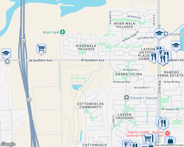 map of restaurants, bars, coffee shops, grocery stores, and more near 5706 West T Ryan Lane in Phoenix